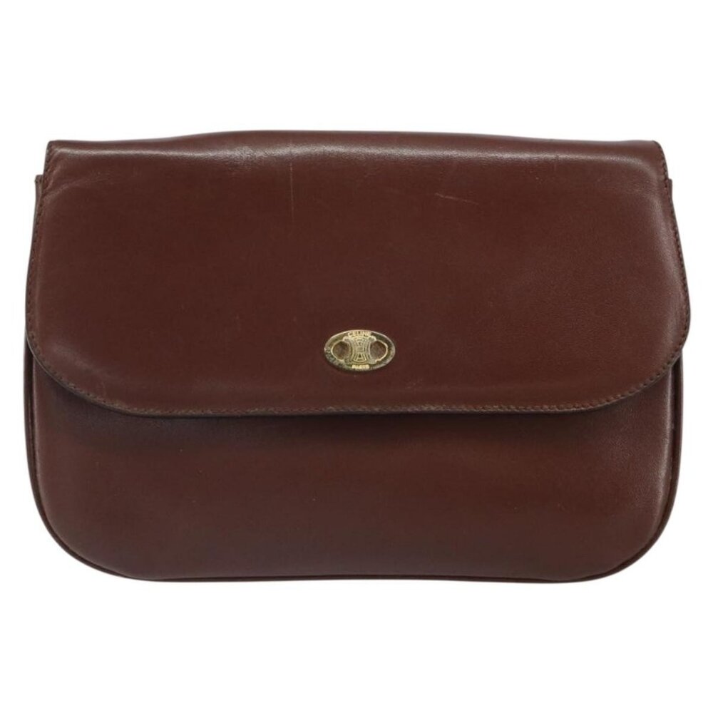 Authentic CELINE Shoulder Bag Leather Brown Gold - Picture 5 of 16